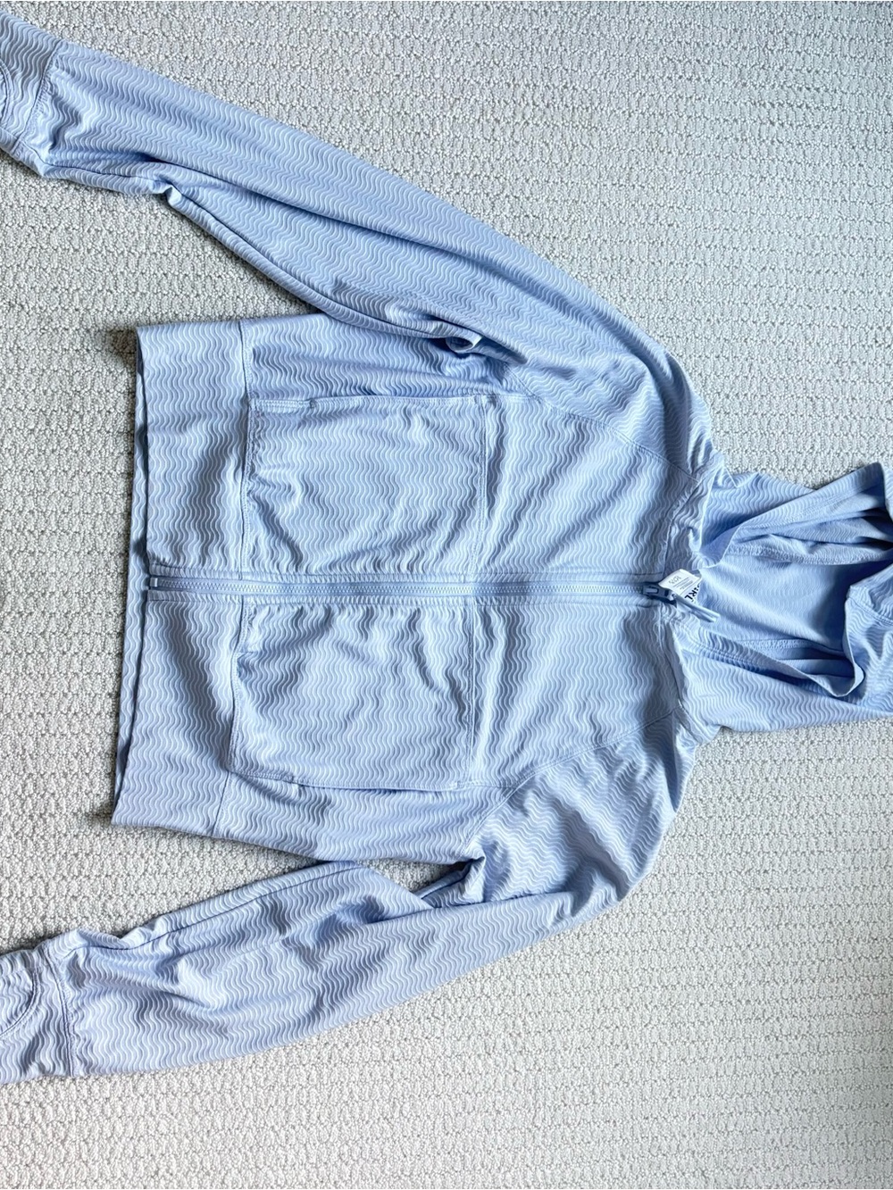 Athleta Girl Periwinkle Hooded Zip Jacket Size 12 Thumbholes Athletic Like New